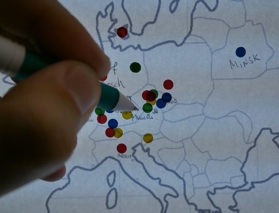 mapa návštěvníků v M-Wave hale, přibyl další puntík