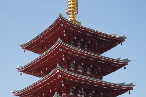 Pagoda v chrámovém komplexu Sensoji.