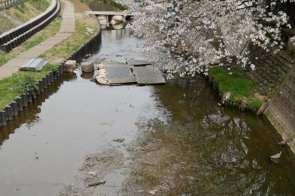 Potok tekoucí v Kawagoe...