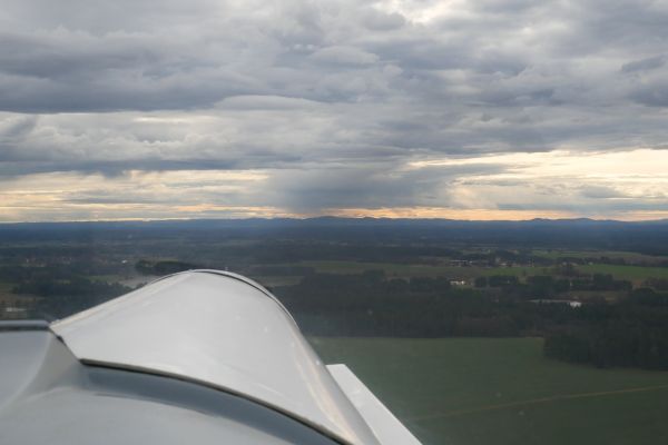 After take off from runway 25 in LKJH.