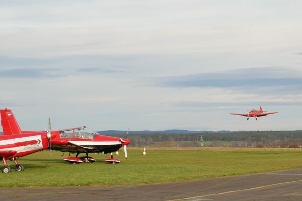 Brisk air traffic at Jindřichův Hradec aerodrome.