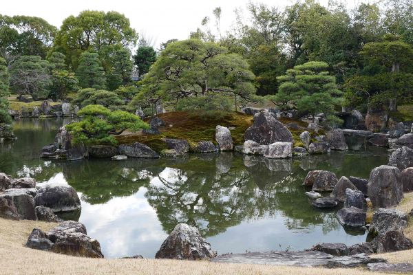 Zahrady okolo hradu Nijo.