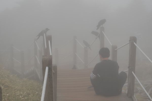 Mlha při sestupu severní trasou do Jeju.